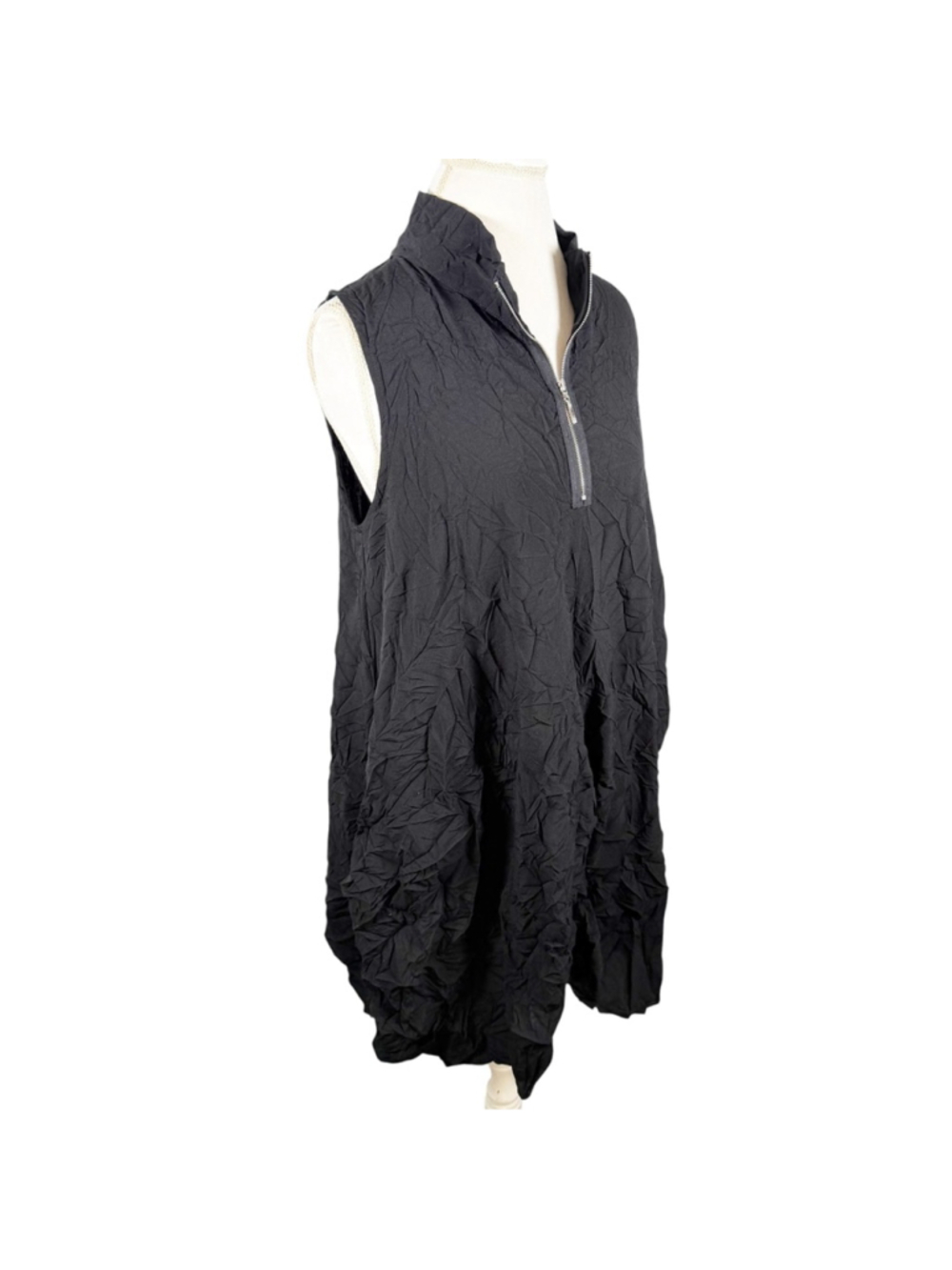 Comfy USA Black Verona Crinkle Vest Lagenlook Tunic Top Pockets Artsy Size M - Picture 5 of 11
